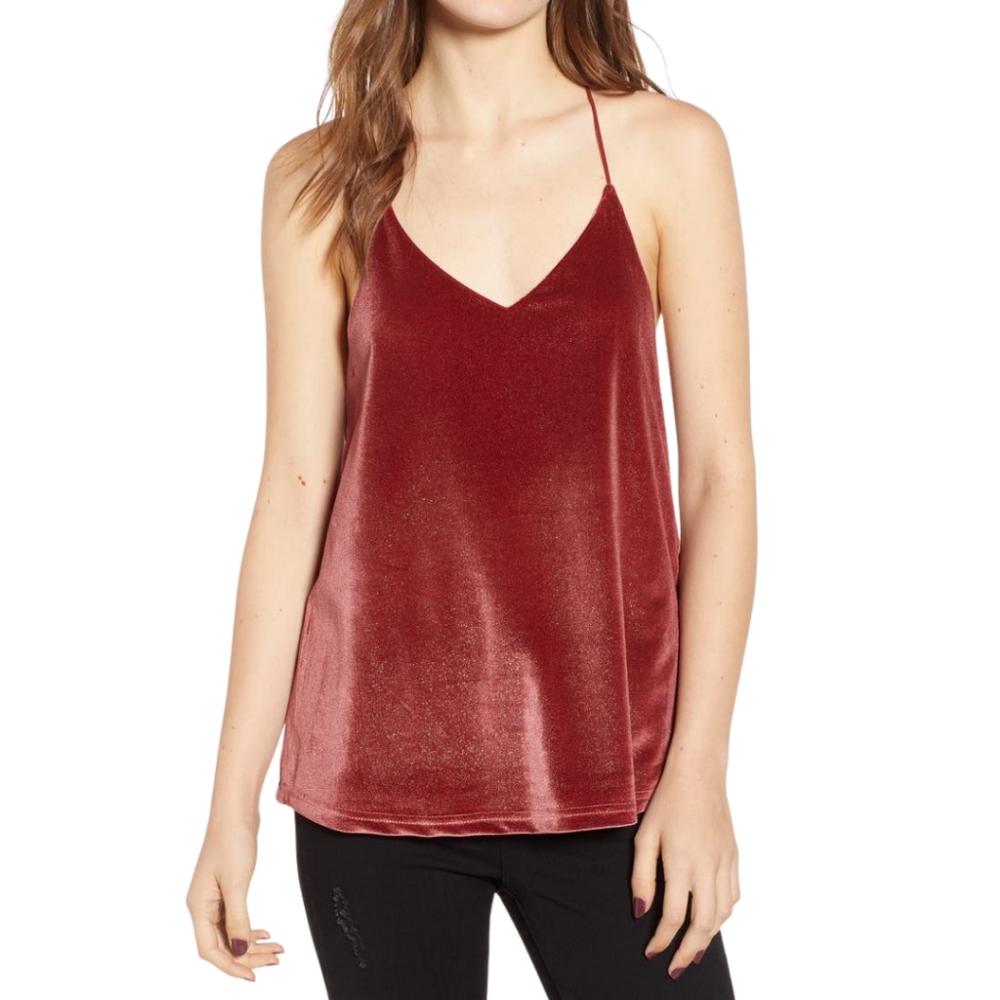 a new day Women's Velvet Cami Top - Burgundy